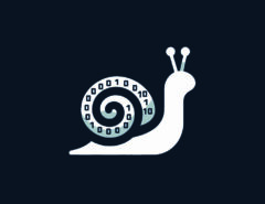 Das Logo von "SnailLoad" zeigt eine weiße Schnecke auf schwarzem Hintergrund.